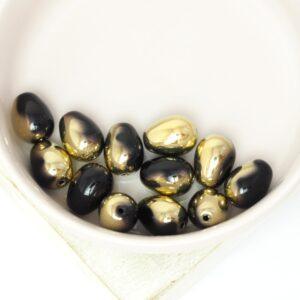 8x11 mm Glass drops Jet Amber x 12 pc(s)