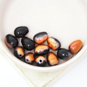 8x11 mm Glass drops Jet Sunset x 12 pc(s)