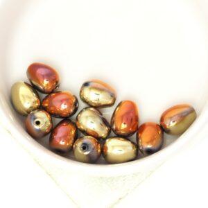 8x11 mm Glass drops Jet California Gold Rush x 12 pc(s)
