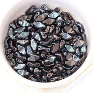 6x10 mm Horizontal Cradle bead Luster - Metallic Amethyst Jet x 50 pc(s)