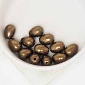 8x11 mm Glass drop Jet Bronze x 12 pc(s)