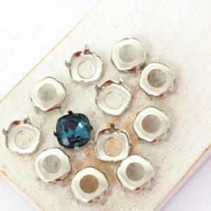 10 mm  Claw for Cushion Cut Cabochon Platinum-colored x 12 pc(s)