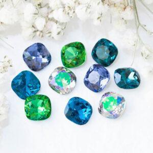10 mm Aurora Fancy Cushion Cut cabochon bundle x 9 colors.