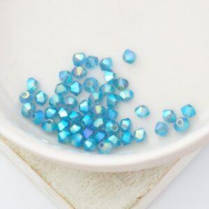 3 mm Preciosa bicone beads Malibu Blue AB 2X x 50 pc(s)