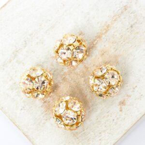10 mm Preciosa fancy ball bead Gold Quartz in Gold-colored setting x 4 pc(s)