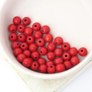 6 mm Round Bead Imitation Coral Red x 40 pc(s)