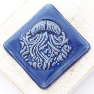 36x36 mm Jellyfish Beadingschool Art Cabochon Midnight Blue on light clay x 1 pc(s)
