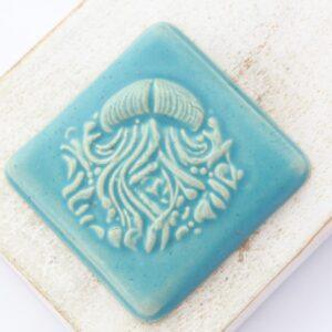 36x36 mm Jellyfish Beadingschool Art Cabochon Misty Turquoise on light clay x 1 pc(s)