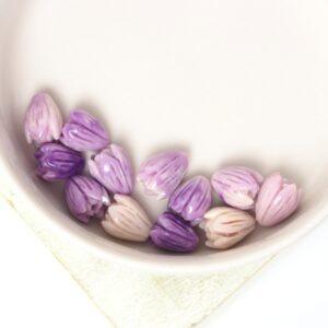 7x8 mm Flower Bud Coral Bead Imitation Medium Purple x 12 pc(s)