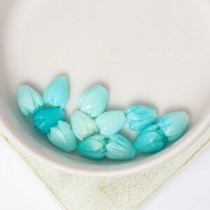 7x8 mm Flower Bud Coral Bead Imitation Ocean Blue x 12 pc(s)