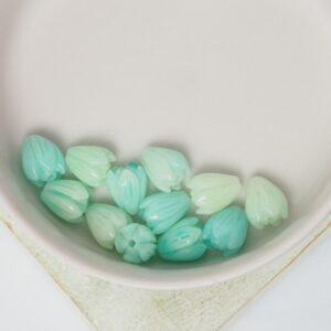7x8 mm Flower Bud Coral Bead Imitation Spring Green x 12 pc(s)