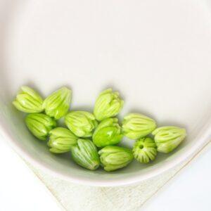 7x8 mm Flower Bud Coral Bead Imitation Yellow Green x 12 pc(s)