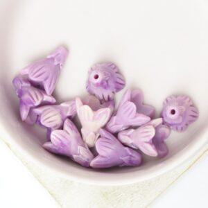 10x12.5 mm Flower Coral Bead Imitation Medium Purple x 10 pc(s)