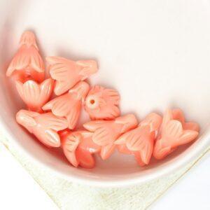 10x12.5 mm Flower Coral Bead Imitation Salmon Rose x 10 pc(s)