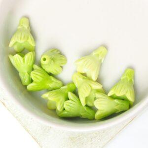 10x12.5 mm Flower Coral Bead Imitation Yellow Green x 10 pc(s)
