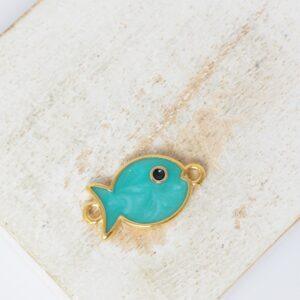 11x19.5 mm Fish Connector Turquise Gold-colored x 1 pc(s)