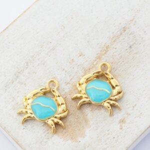 15x16 mm Turquoise Crab pendant Gold-colored x 2 pc(s)