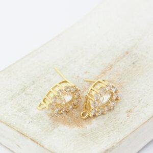 9x14 mm Sparkling Teardrop earstud Gold-colored x 2 pc(s)