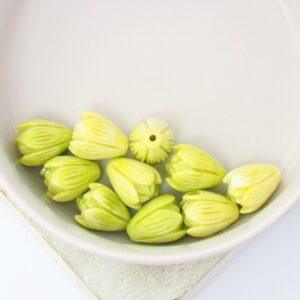 8x10 mm Magnolia Flower Beads Imitation Yellow Green x 10 pc(s)