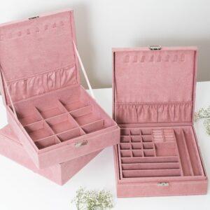 8x26x27 cm Velvet Jewelry Box - Vintage Rose x 1 pc