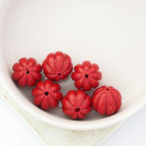 11x12 mm Pumpkin Bead Imitation Coral Red x 6 pc(s)