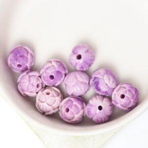 10x11 mm Rose Flower Coral bead Imitation Medium Purple x 10 pc(s)