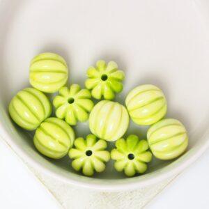 11 mm Round Coral bead Imitation Yellow Green x 10 pc(s)