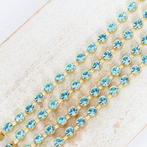 3.2 mm Preciosa Bezelchain Aquamarine in raw setting x 40 cm