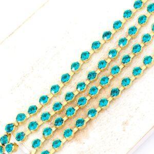 3.2 mm Preciosa Bezelchain Blue Zircon in raw setting x 40 cm