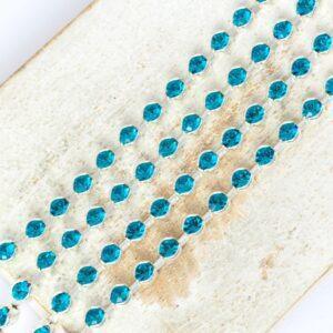 3.2 mm Preciosa Bezelchain Blue Zircon in silver setting x 40 cm