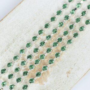 3.2 mm Preciosa Bezelchain Erinite in silver setting x 40 cm