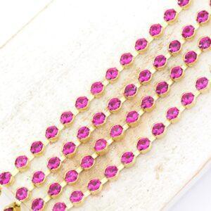 3.2 mm Preciosa Bezelchain Fuchsia in raw setting x 40 cm