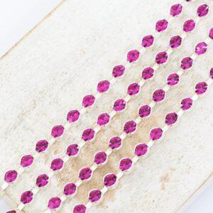 3.2 mm Preciosa Bezelchain Fuchsia in silver setting x 40 cm