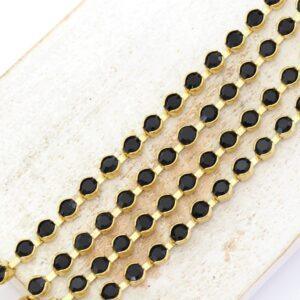 3.2 mm Preciosa Bezelchain Jet in raw setting x 40 cm