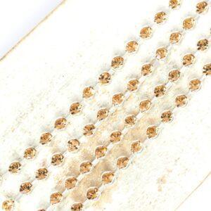 3.2 mm Preciosa Bezelchain Light Colorado Topaz in silver setting x 40 cm