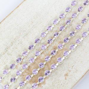 3.2 mm Preciosa Bezelchain Violet in silver setting x 40 cm
